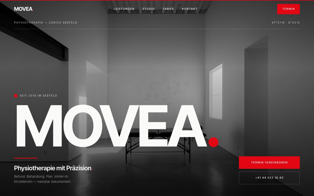 Startseite der Konzeptstudie Movea
